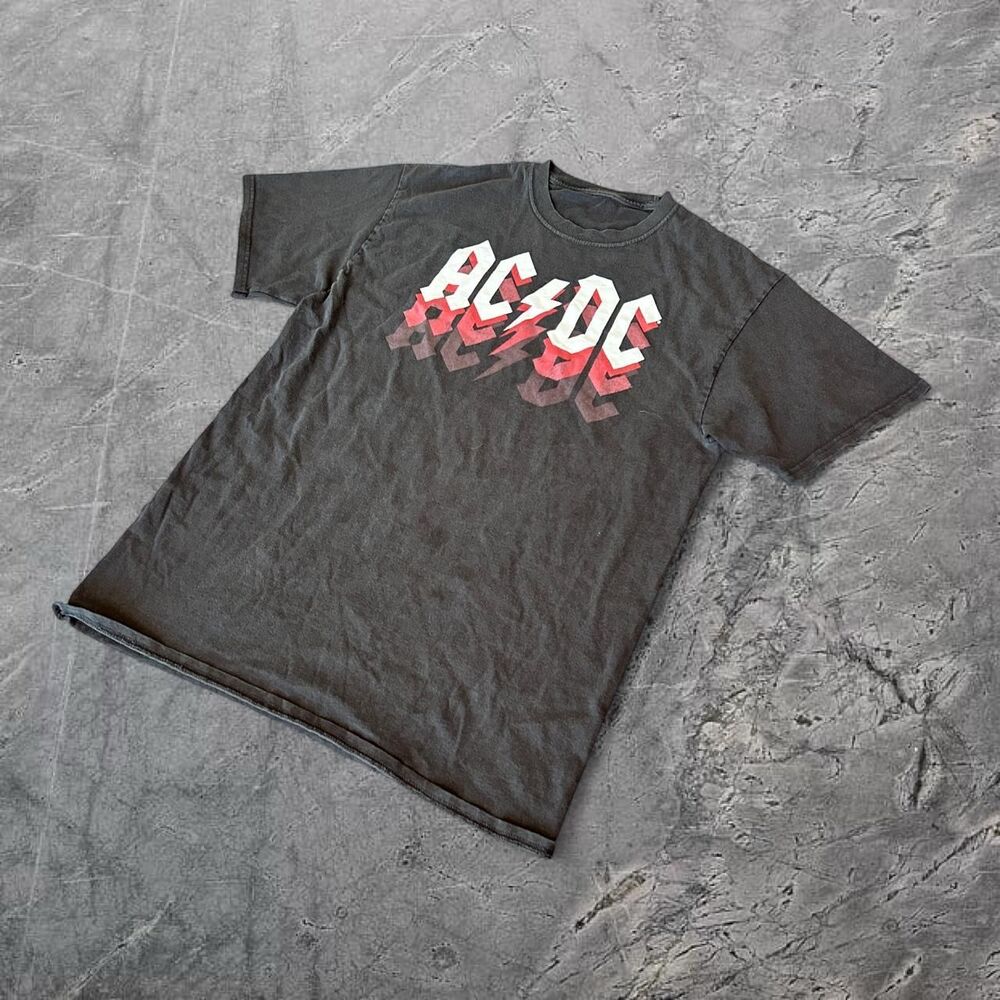 AC/DC vintage 00s faded black graphic band tee shirt
